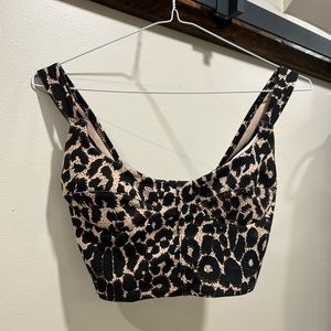 Pretty Little Thing Cropped Cheetah Print Boustier Top